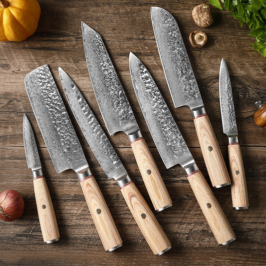 Damascus Steel hammered knives